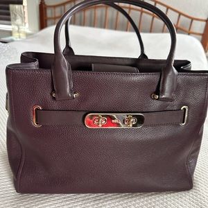 Coach burgundy leather carryall